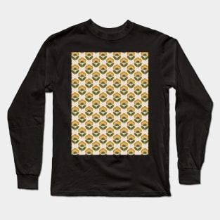 Yellow and Green Flowers Seamless Pattern 1970s Inspired Long Sleeve T-Shirt